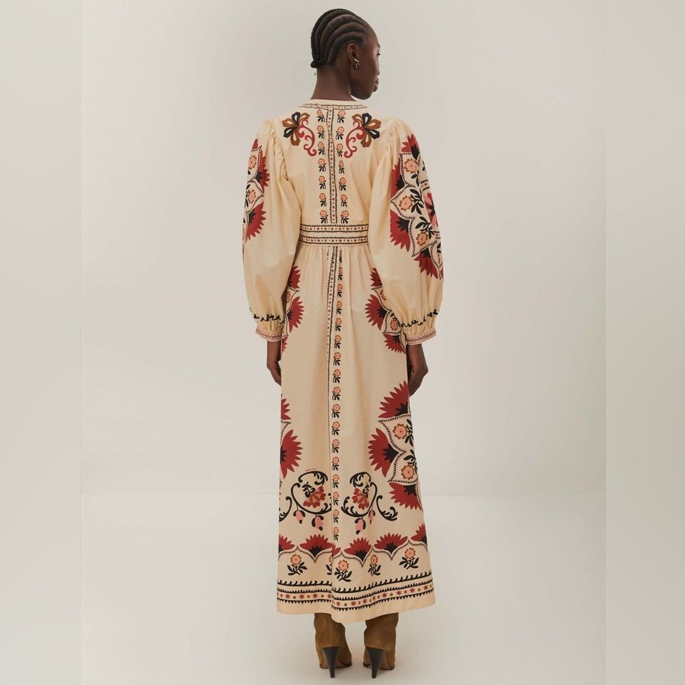 Farm Rio Cream Cashew Mandala Maxi Dress New - Picture 5 of 7